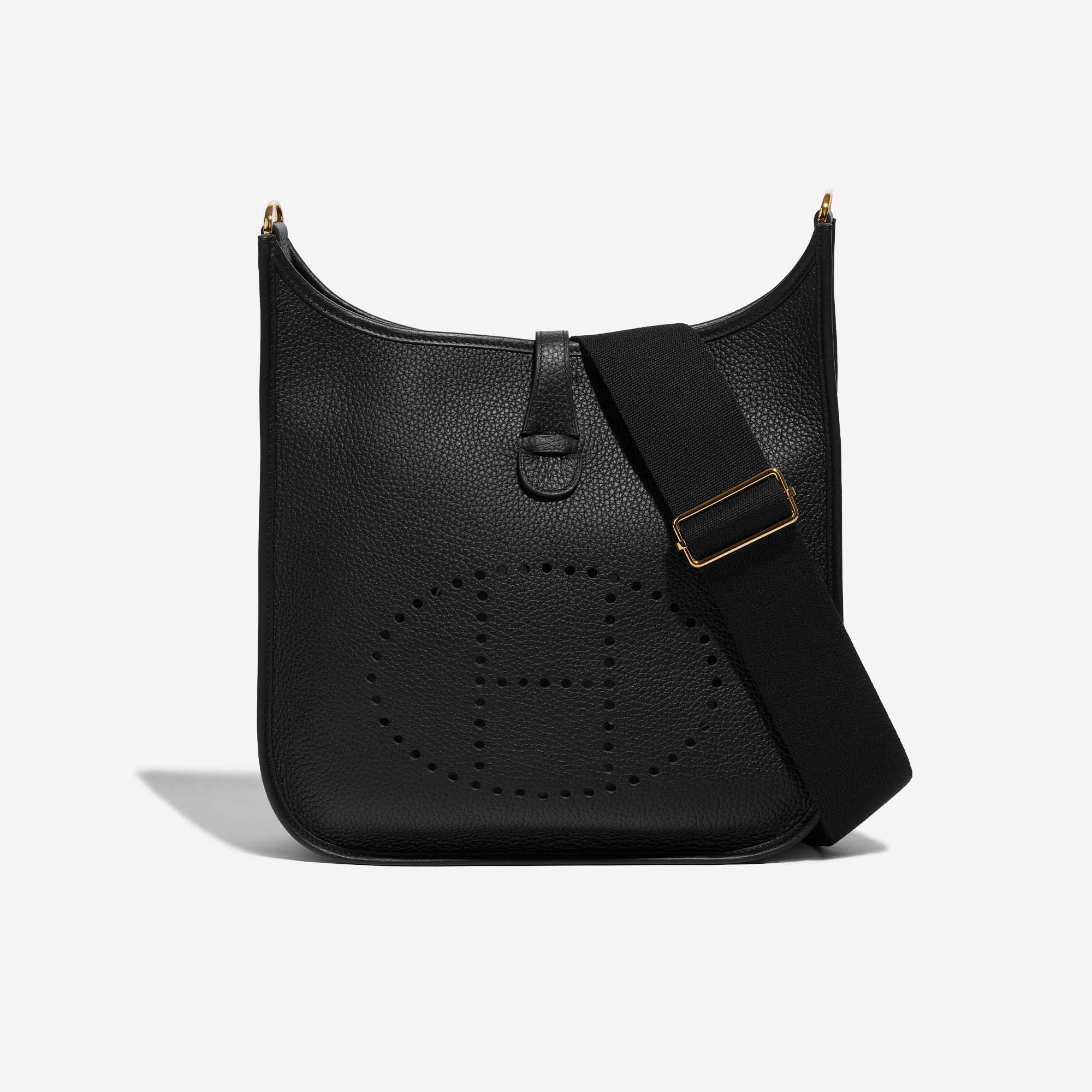 Pre-owned Hermès bag Evelyne 29 Taurillon Clemence Black Black Front | Sell your designer bag on Saclab.com