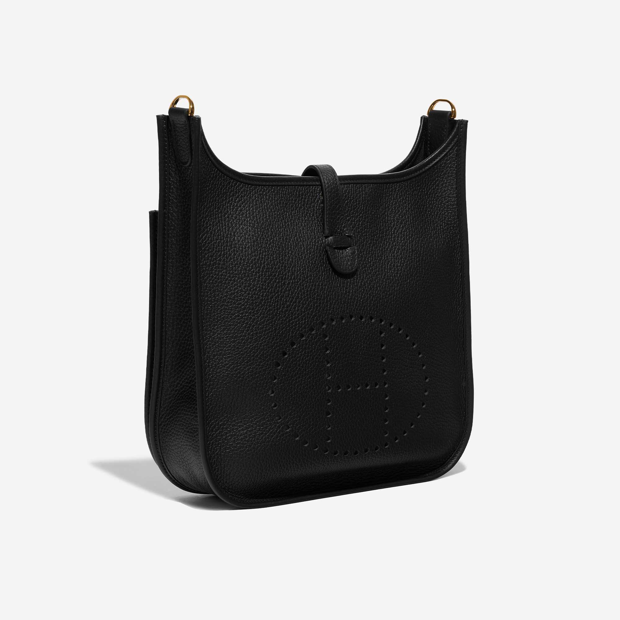 Pre-owned Hermès bag Evelyne 29 Taurillon Clemence Black Black Side Front | Sell your designer bag on Saclab.com