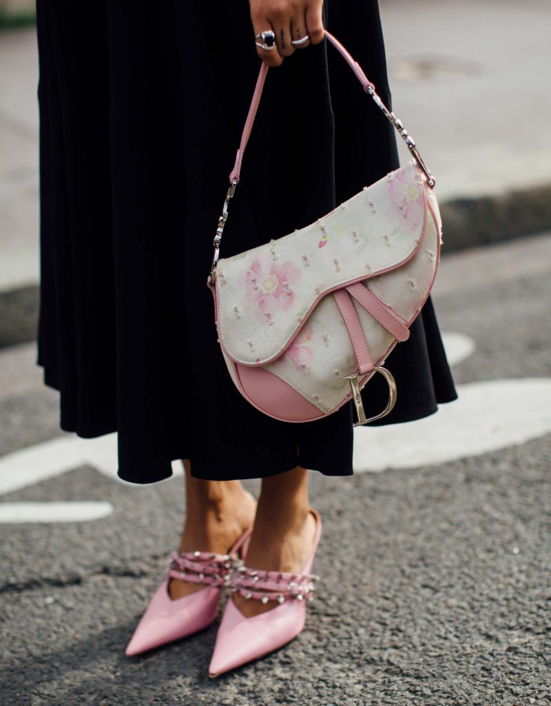 Dior Vintage Saddle Bag white pink