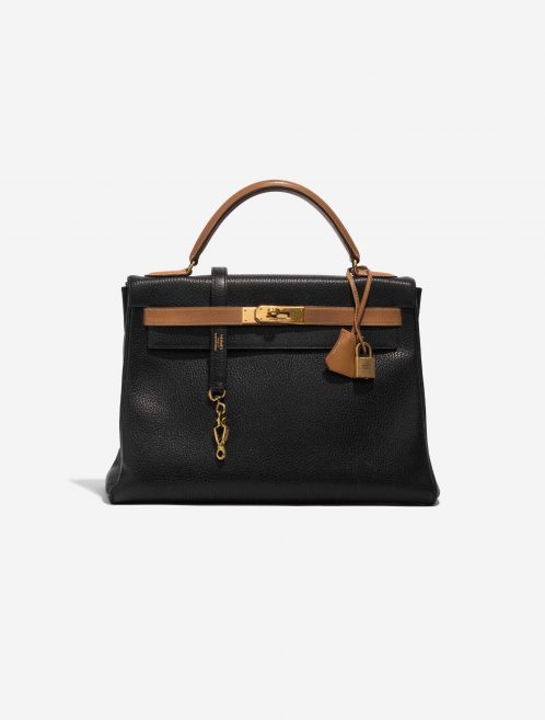 Pre-owned Hermès Tasche Kelly 32 Ardennen / Barenia Schwarz / Gold Schwarz Front | Verkaufen Sie Ihre Designer-Tasche auf Saclab.com
