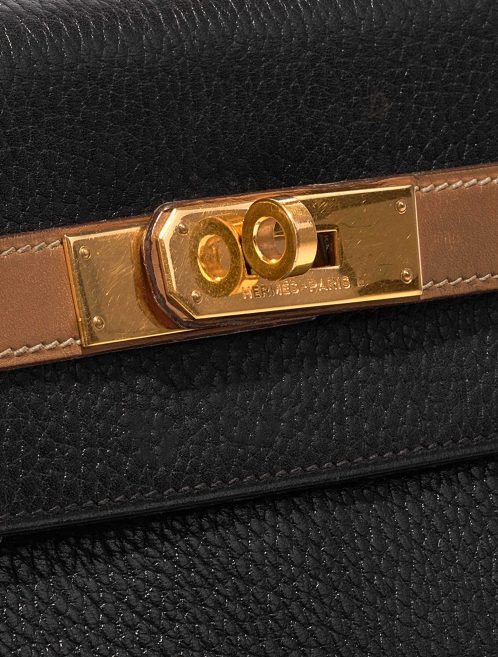 Gebrauchte Hermès Tasche Kelly 32 Ardennen / Barenia Schwarz / Gold Schwarz Verschluss-System | Verkaufen Sie Ihre Designer-Tasche auf Saclab.com