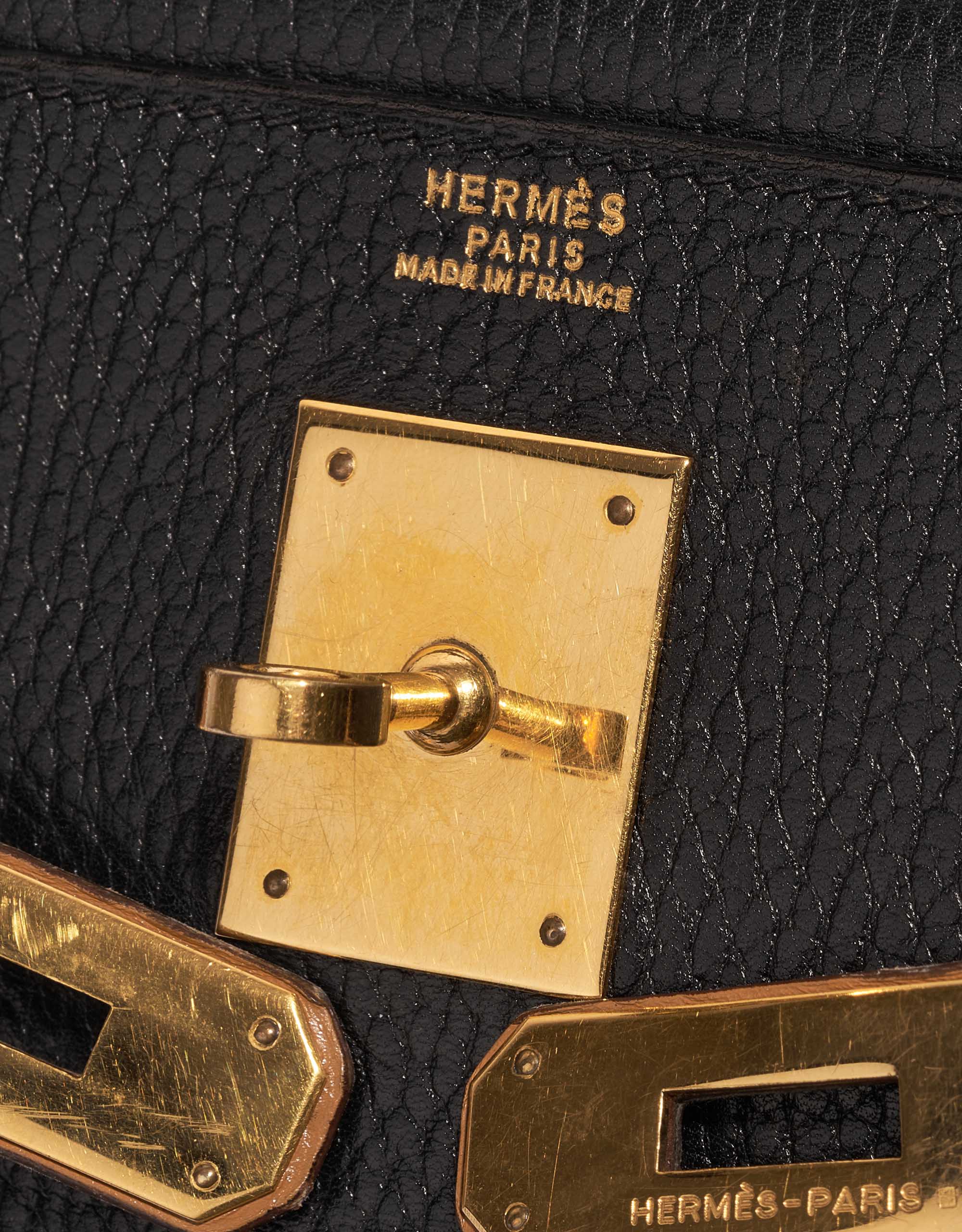Hermes Kelly Handbag Black Ardennes with Gold Hardware 32 Black
