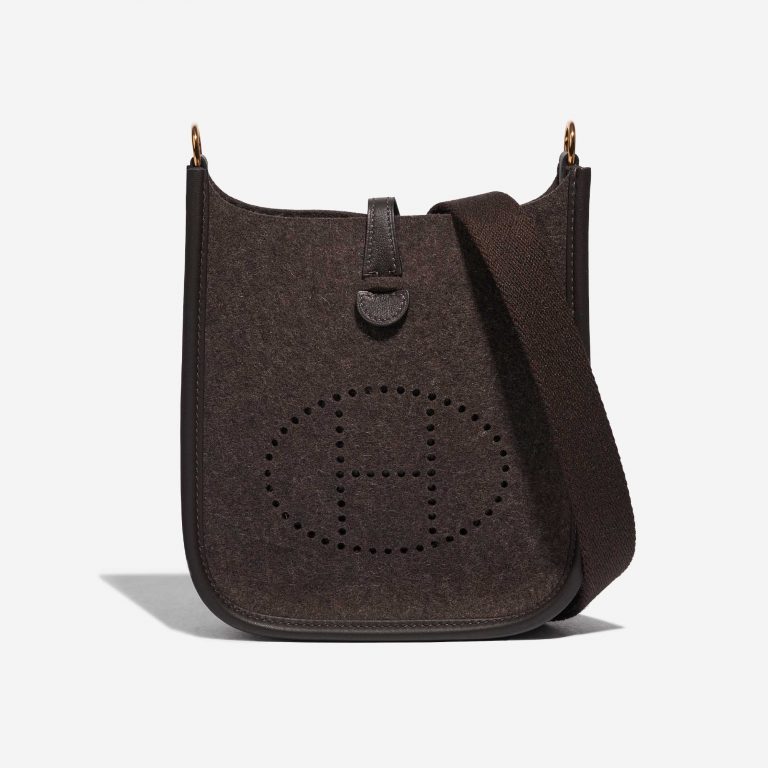 Pre-owned Hermès bag Evelyne 16 Felt / Swift Ebène Brown Front | Sell your designer bag on Saclab.com