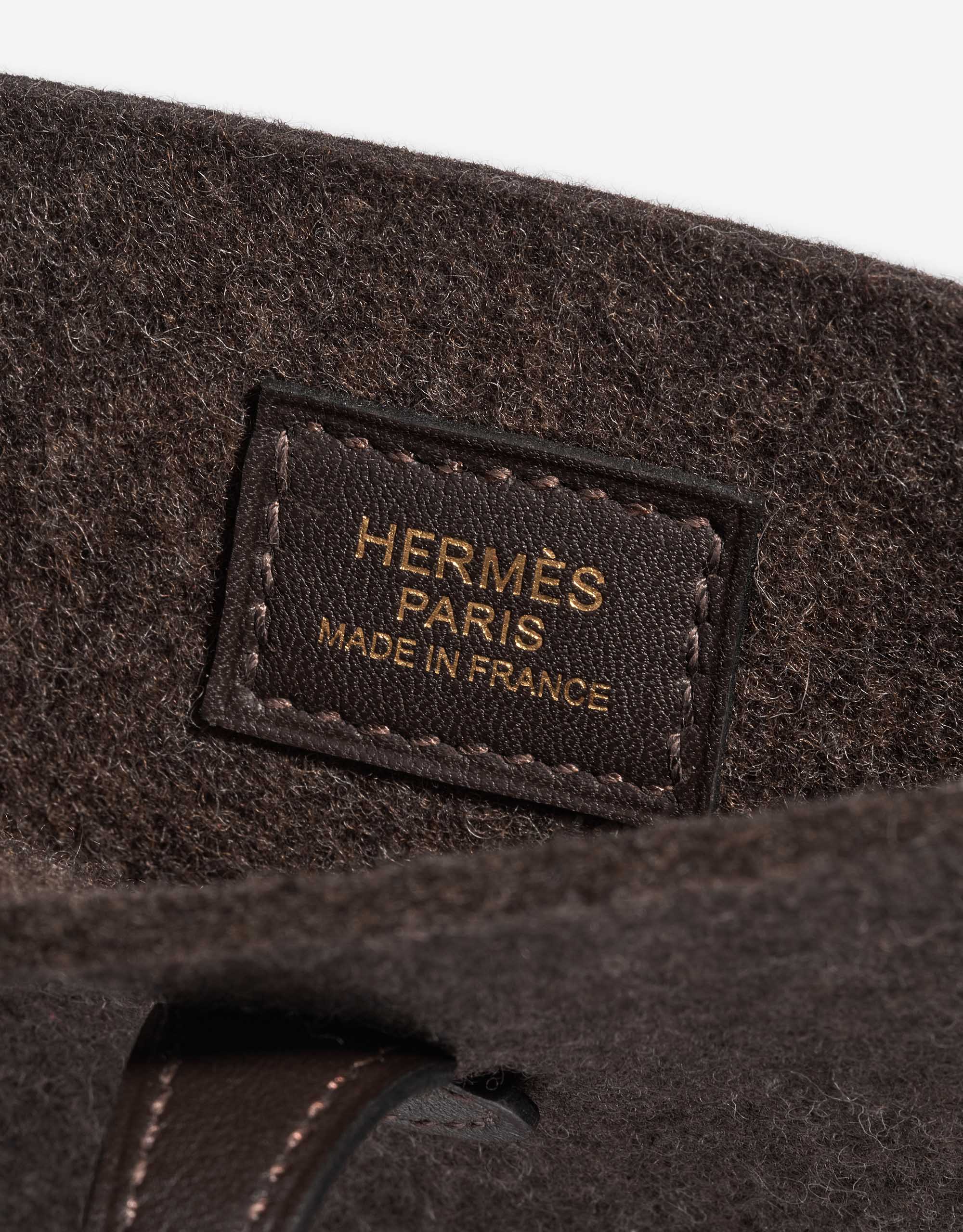 Pre-owned Hermès bag Evelyne 16 Felt / Swift Ebène Brown Logo | Sell your designer bag on Saclab.com
