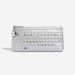 Chanel Keyboard Clutch Calf Silver Metallic, Silver Front | Sell your designer bag on Saclab.com