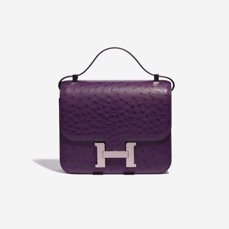 Pre-owned Hermès bag Constance 24 Ostrich Violin Violet Front | Sell your designer bag on Saclab.com