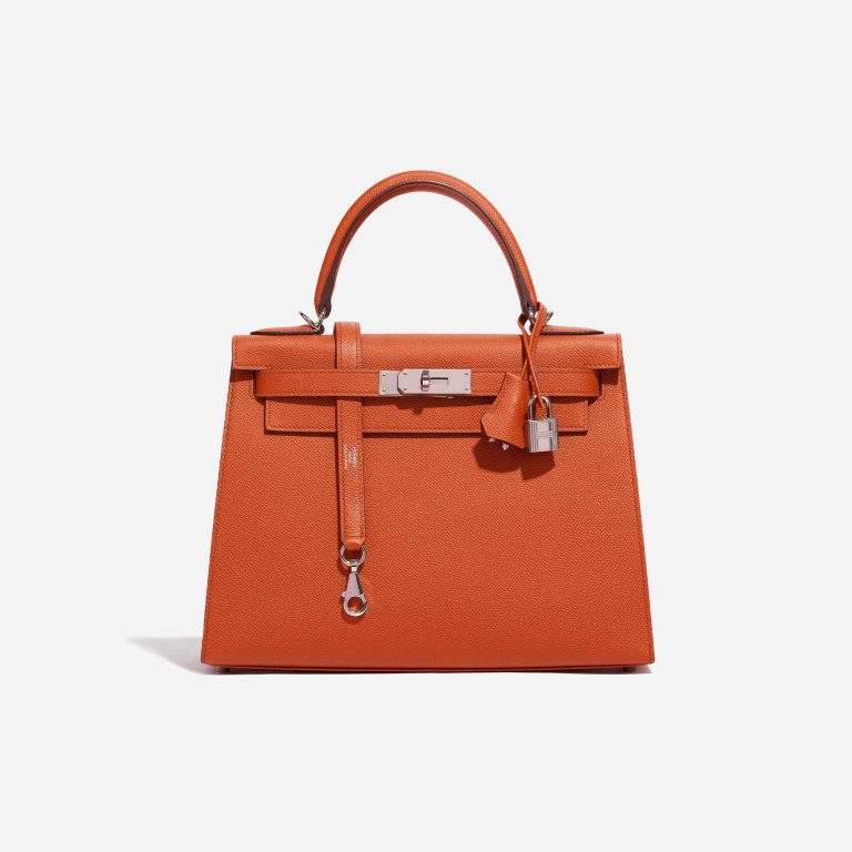 Pre-owned Hermès bag Kelly 28 Epsom Terre Battue Orange Front | Sell your designer bag on Saclab.com