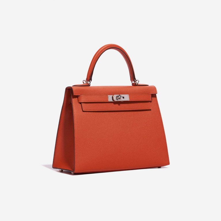 Pre-owned Hermès bag Kelly 28 Epsom Terre Battue Orange Side Front | Sell your designer bag on Saclab.com