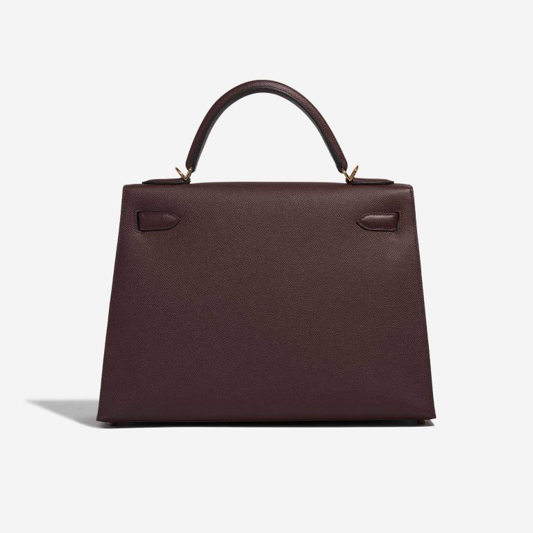 Pre-owned Hermès bag Kelly 32 Epsom Bordeaux Brown, Violet Back | Sell your designer bag on Saclab.com