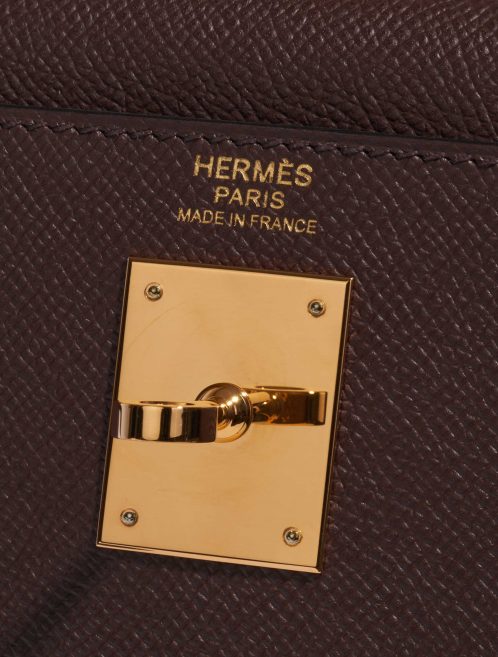 Pre-owned Hermès bag Kelly 32 Epsom Bordeaux Brown, Violet Logo | Sell your designer bag on Saclab.com