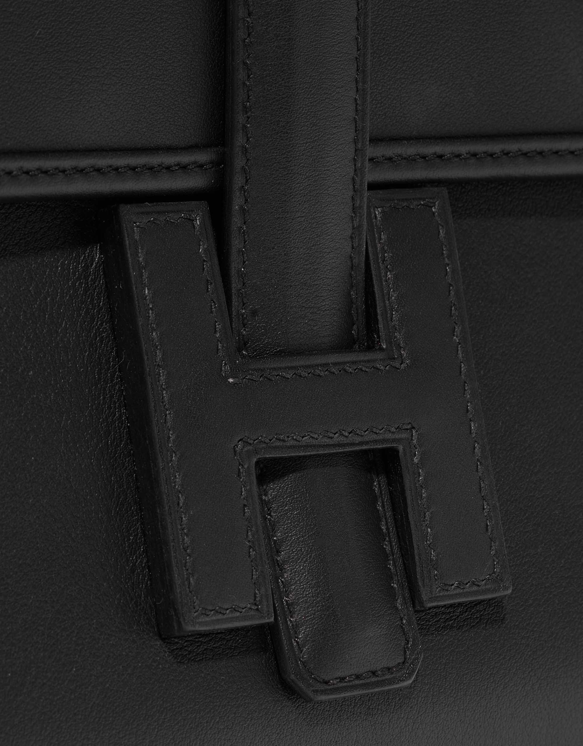 Hermes Jige Elan Swift 29 Black Leather Clutch