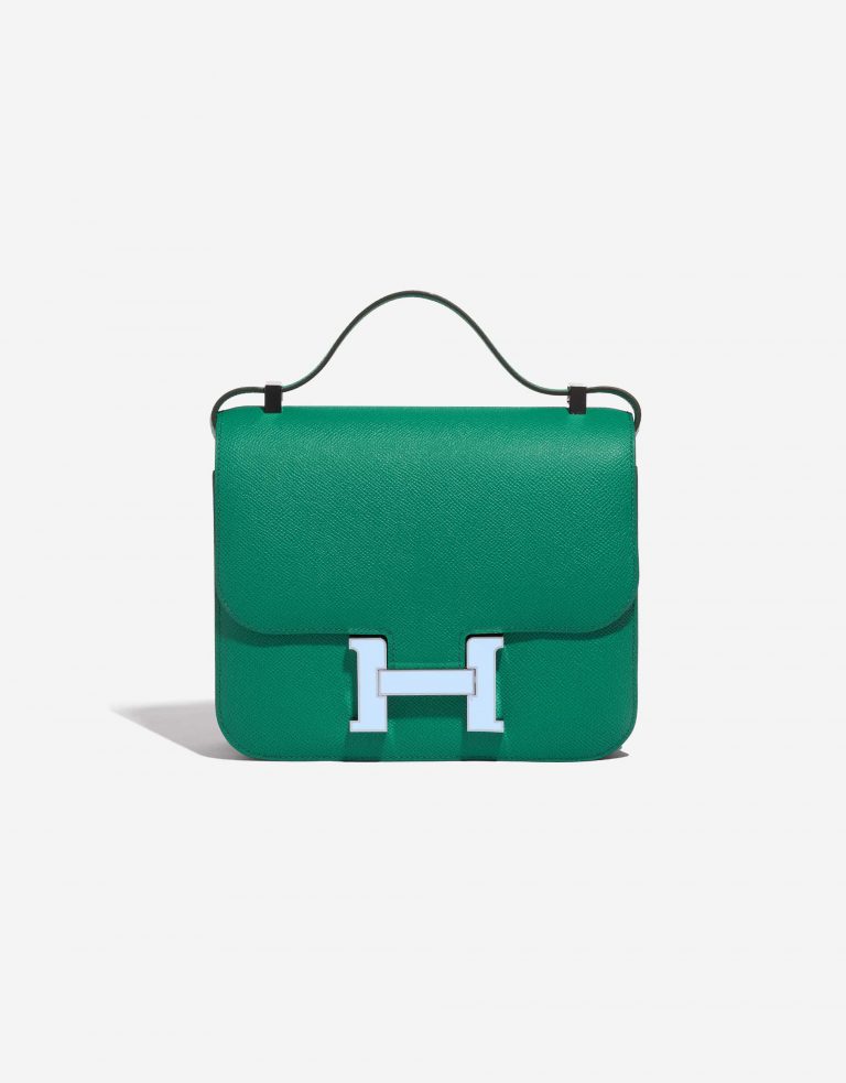 Pre-owned Hermès bag Constance 24 Epsom Vert Jade / Blue Brume Green Front | Sell your designer bag on Saclab.com
