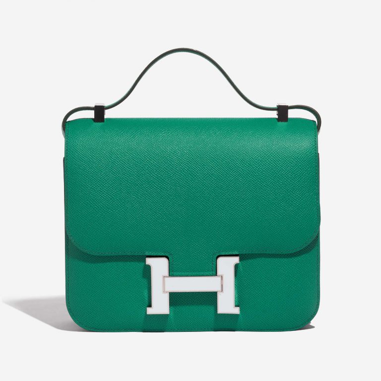 Pre-owned Hermès bag Constance 24 Epsom Vert Jade / Blue Brume Green Front | Sell your designer bag on Saclab.com