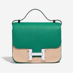 Pre-owned Hermès bag Constance 24 Epsom Vert Jade / Blue Brume Green Front Velt | Sell your designer bag on Saclab.com