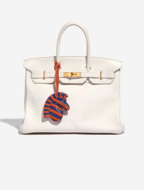 Pre-owned Hermès bag GeeGee Savannah Charm Milo Lamb Bleu de France / Orange Poppy / Mauve Sylvestre Blue, Orange, Rose Front | Sell your designer bag on Saclab.com