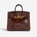Hermès Birkin 25 Niloticus Crocodile Miel Brown Front Open | Sell your designer bag on Saclab.com