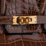 Hermès Birkin 25 Niloticus Crocodile Miel Brown Closing System | Sell your designer bag on Saclab.com
