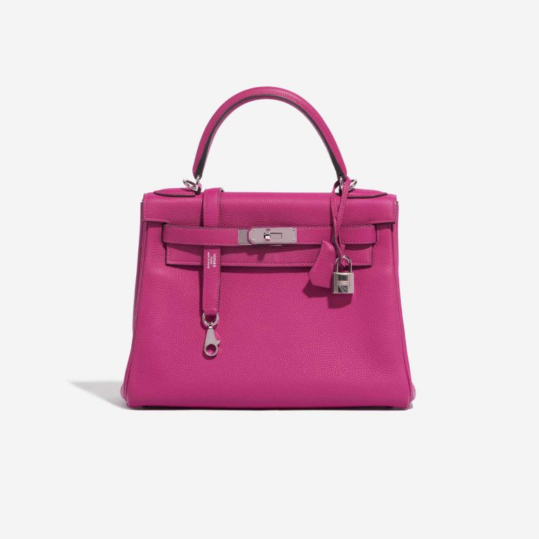 Pre-owned Hermès bag Kelly 28 Togo Rose Pourpre Pink Front | Sell your designer bag on Saclab.com