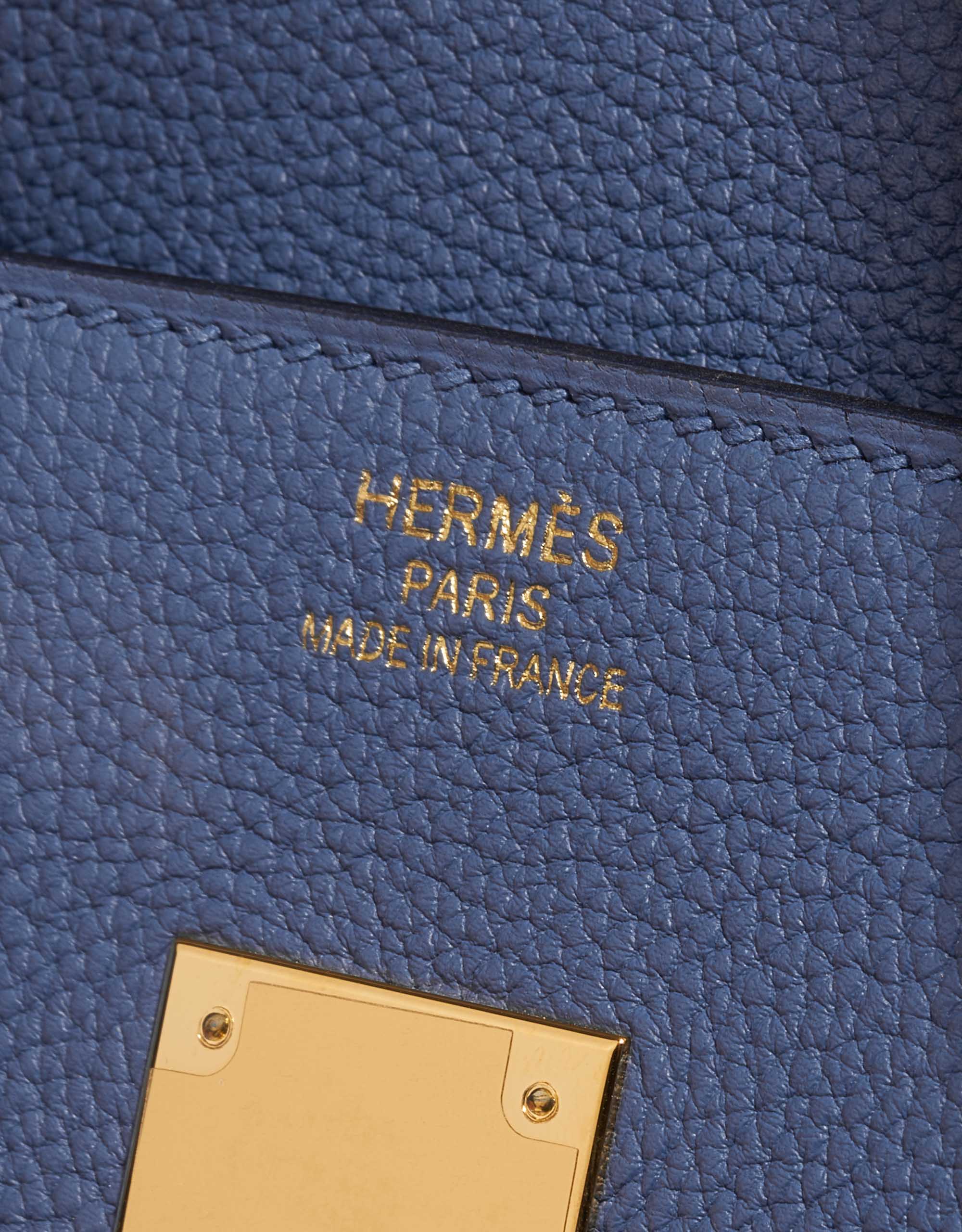 Hermes Birkin Bag Togo Leather Gold Hardware In Navy Blue