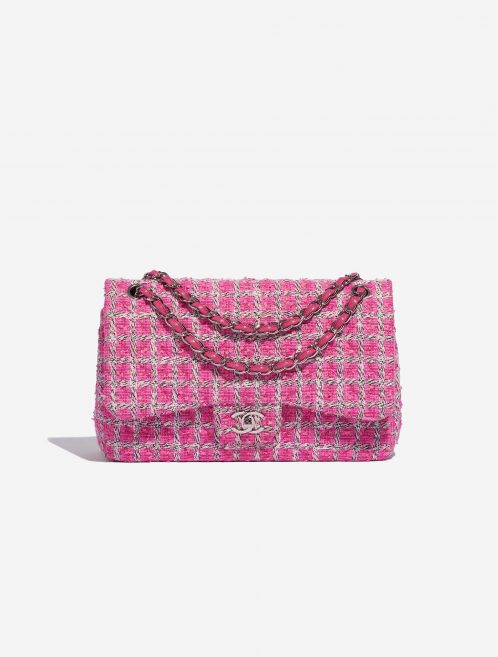 Pre-owned Chanel bag Timeless Jumbo Tweed Pink / White Pink, White Front | Sell your designer bag on Saclab.com