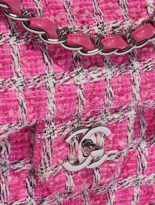 Pre-owned Chanel bag Timeless Jumbo Tweed Pink / White Pink, White Closing System | Sell your designer bag on Saclab.com