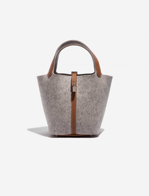 Pre-owned Hermès bag Picotin 22 Felt Gris Clair / Gold Gold, Grey Front | Sell your designer bag on Saclab.com
