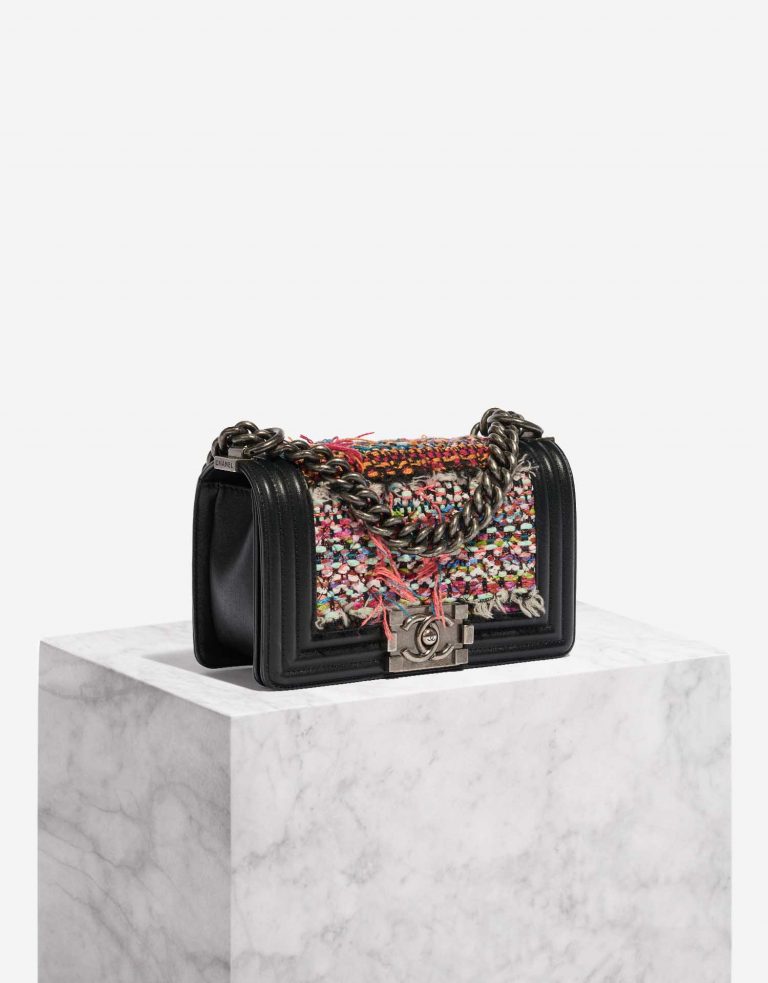 Pre-owned Chanel bag Boy Small Lamb Black / Multicolour Black Side Front | Sell your designer bag on Saclab.com