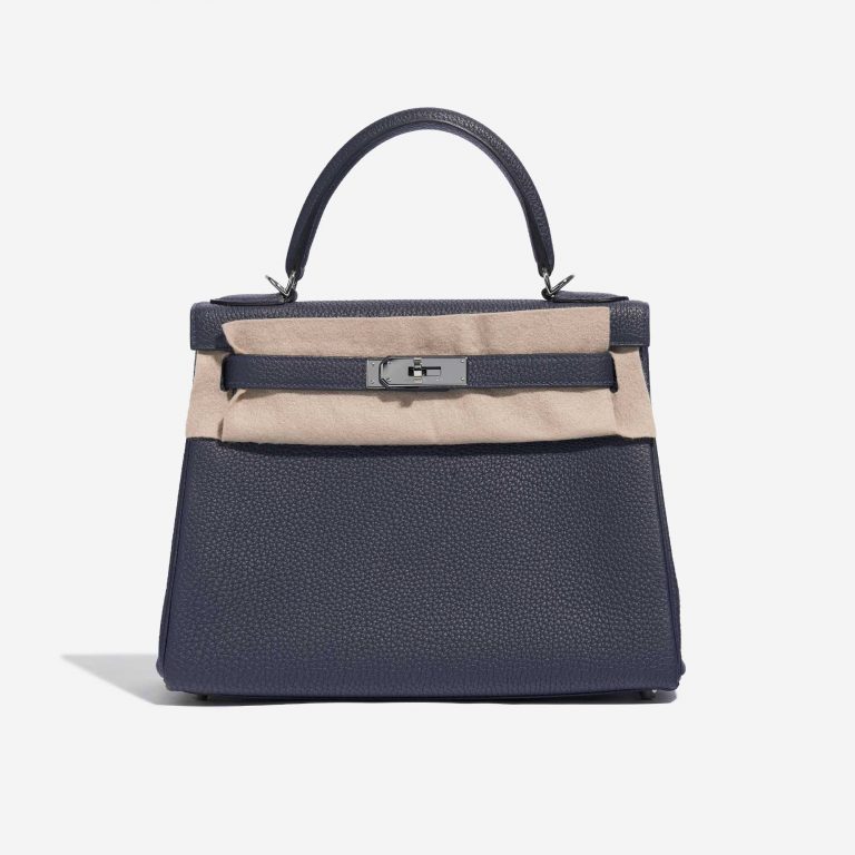 Pre-owned Hermès bag Kelly 28 Togo Blue Nuit Blue Front Velt | Sell your designer bag on Saclab.com