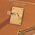 Pre-owned Hermès bag Kelly Mini Epsom Gold Brown Logo | Sell your designer bag on Saclab.com