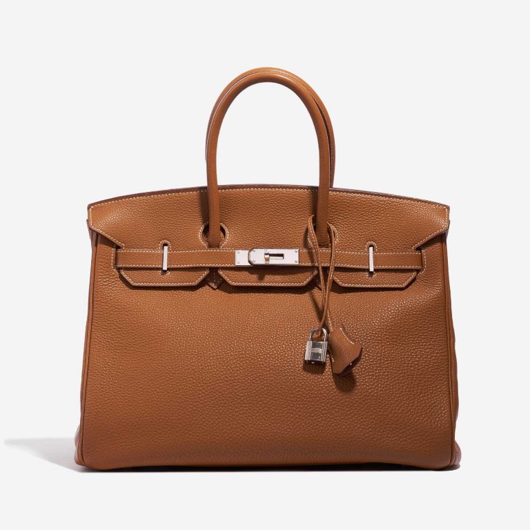 Pre-owned Hermès bag Birkin 35 Togo Gold Brown Front | Sell your designer bag on Saclab.com