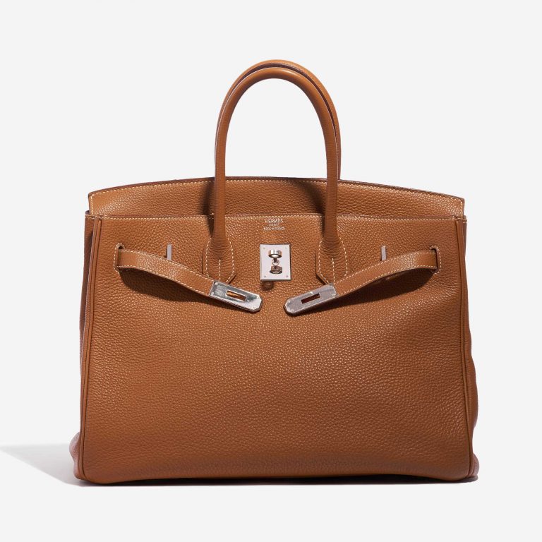 Pre-owned Hermès bag Birkin 35 Togo Gold Brown Front Open | Sell your designer bag on Saclab.com