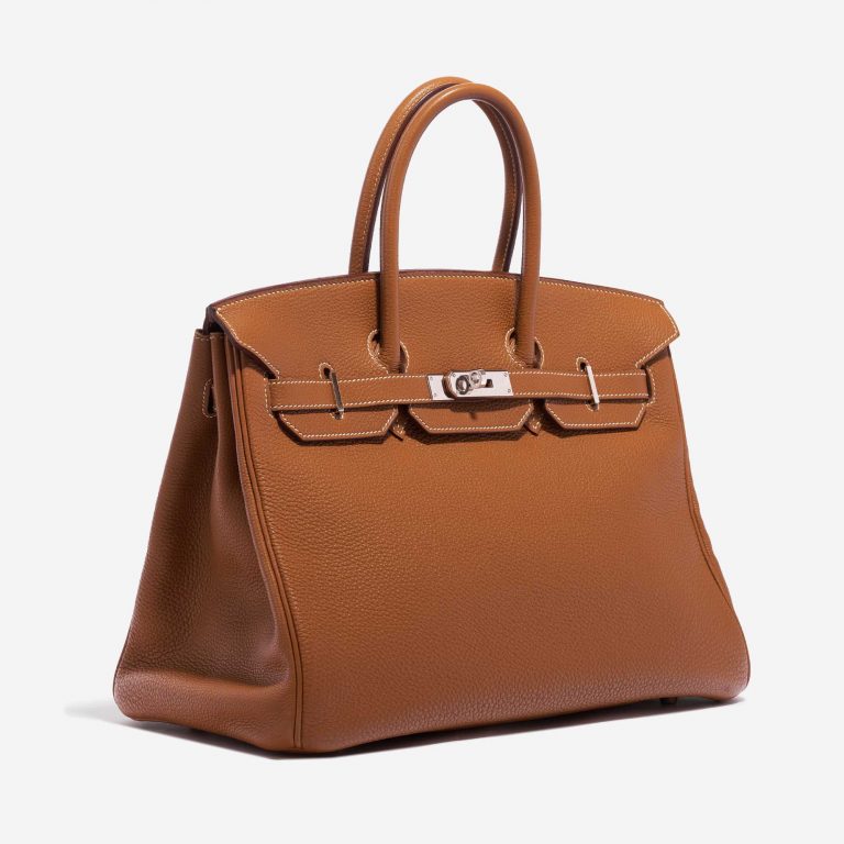 Pre-owned Hermès bag Birkin 35 Togo Gold Brown Side Front | Sell your designer bag on Saclab.com