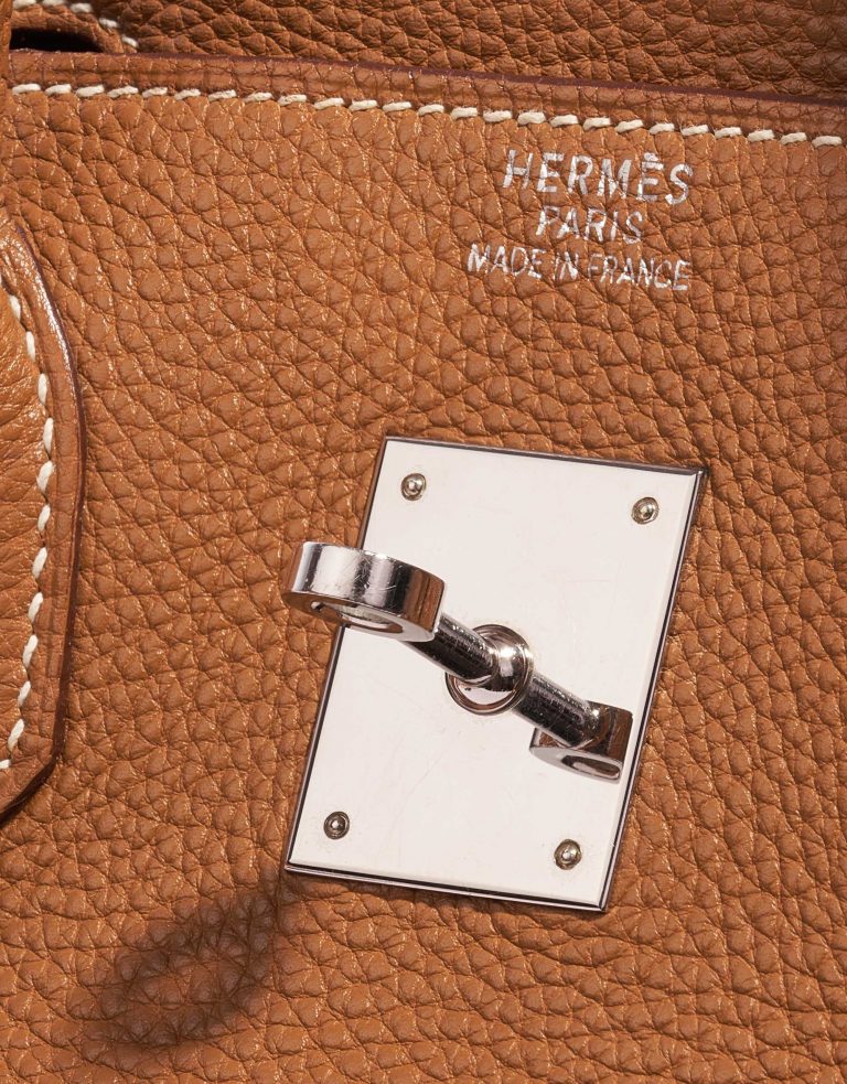 Pre-owned Hermès bag Birkin 35 Togo Gold Brown Logo | Sell your designer bag on Saclab.com