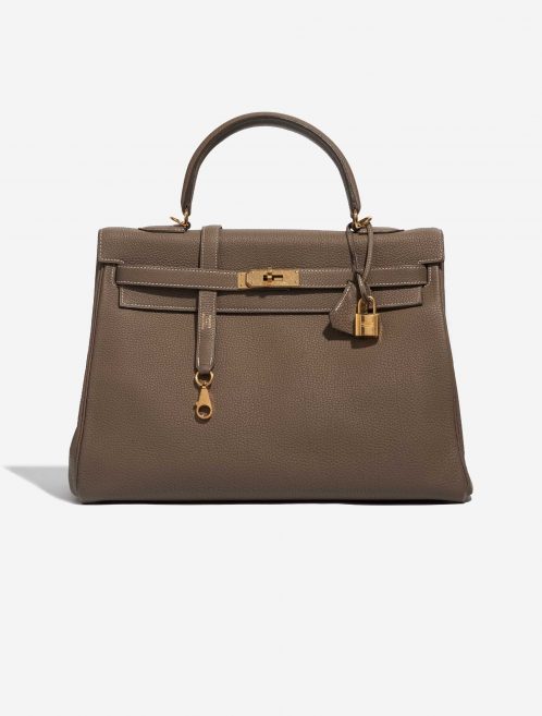 Pre-owned Hermès bag Kelly 35 Togo Etoupe Brown Front | Sell your designer bag on Saclab.com