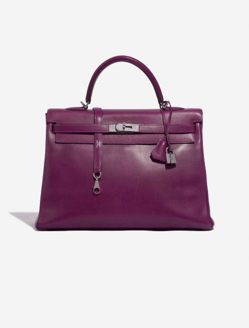 Pre-owned Hermès bag Kelly 35 Swift Anemone Violet Front | Sell your designer bag on Saclab.com