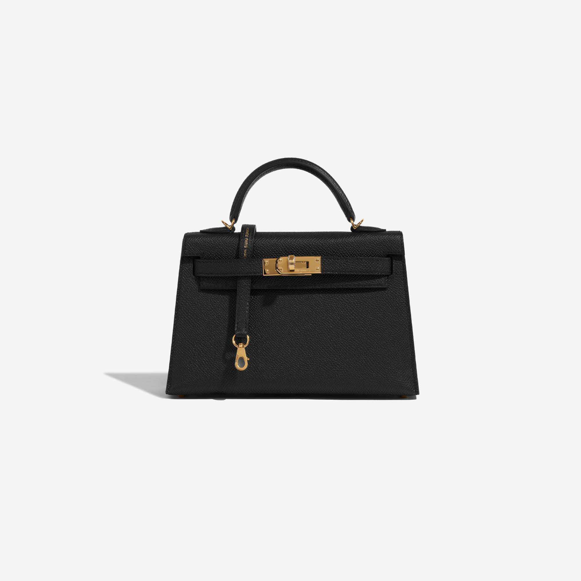 Pre-owned Hermès Tasche Kelly Mini Epsom Schwarz Schwarz Front | Verkaufen Sie Ihre Designer-Tasche auf Saclab.com