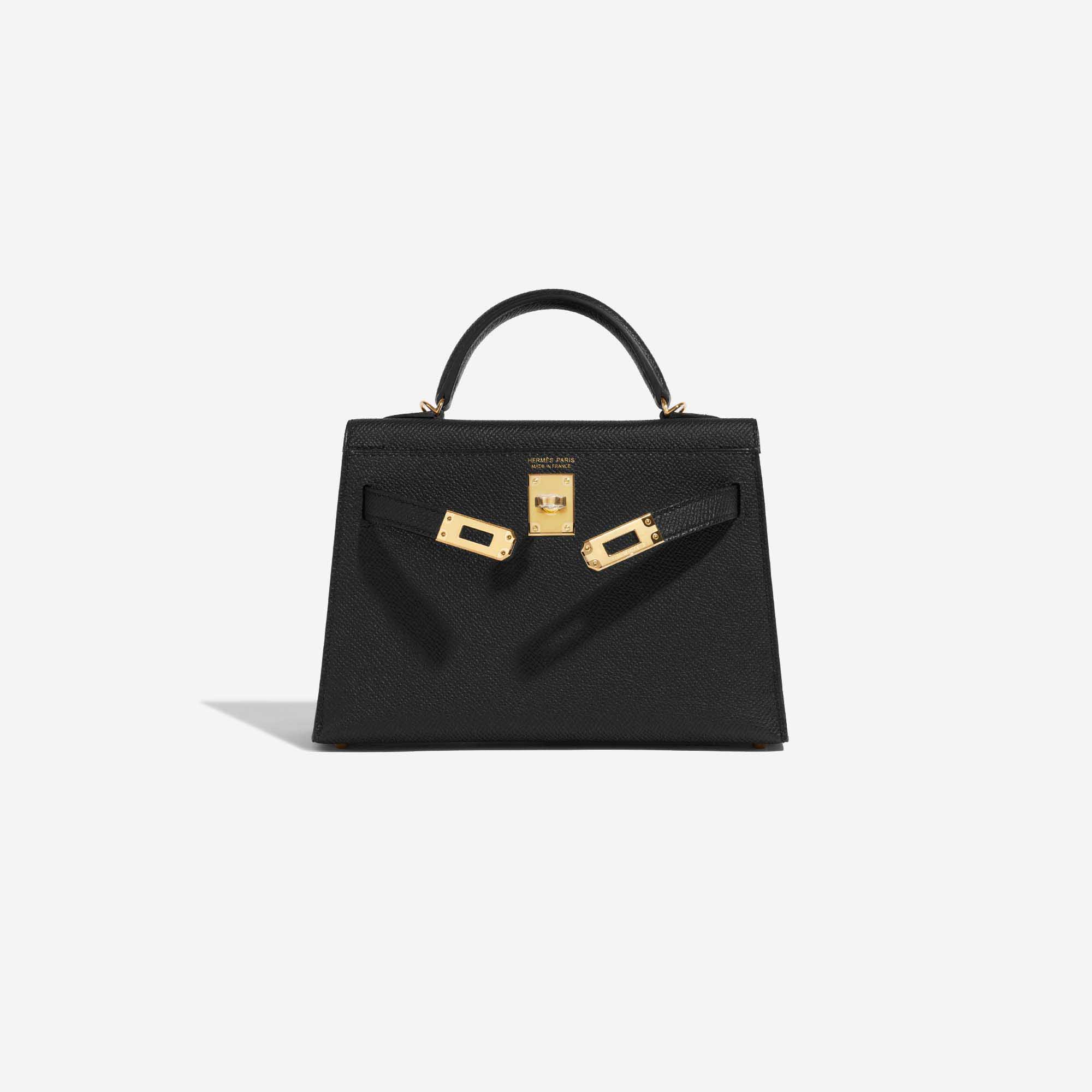 Pre-owned Hermès Tasche Kelly Mini Epsom Schwarz Schwarz Front Open | Verkaufen Sie Ihre Designer-Tasche auf Saclab.com