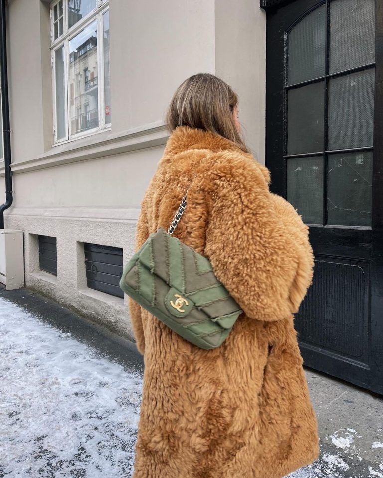 chanel bag with fur handle