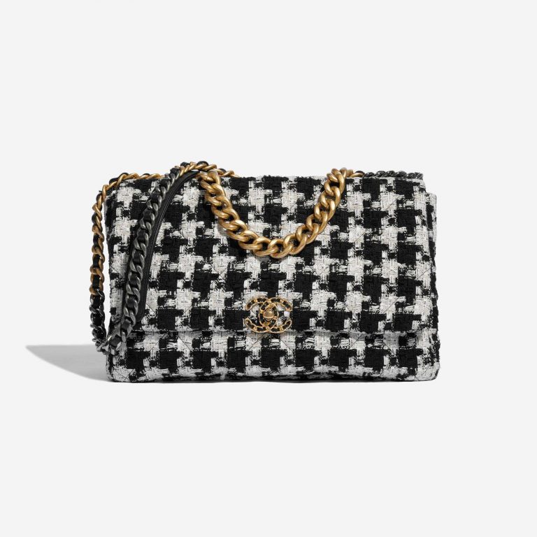 Pre-owned Chanel bag 19 Large Flap Bag Tweed Black / White Black, White Front | Sell your designer bag on Saclab.com