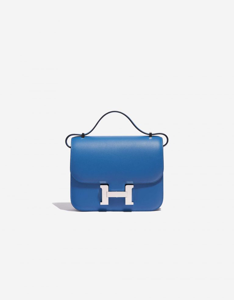 Pre-owned Hermès bag Constance 18 Swift Blue Mykonos / Blue Encre Blue Front | Sell your designer bag on Saclab.com