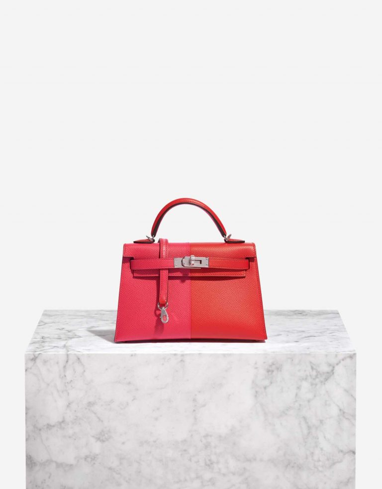 Pre-owned Hermès bag Kelly Mini Epsom Rose Extreme / Rouge de Coeur / Blue Zanzibar Red | Sell your designer bag on Saclab.com
