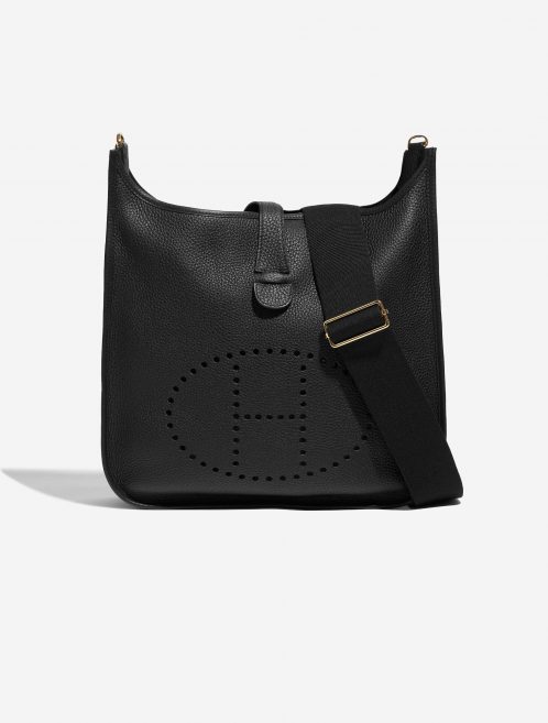 Pre-owned Hermès bag Evelyne 33 Taurillon Clemence Black Black Front | Sell your designer bag on Saclab.com