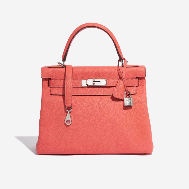 Pre-owned Hermès bag Kelly 28 Clemence Rose Texas Rose Front | Sell your designer bag on Saclab.com