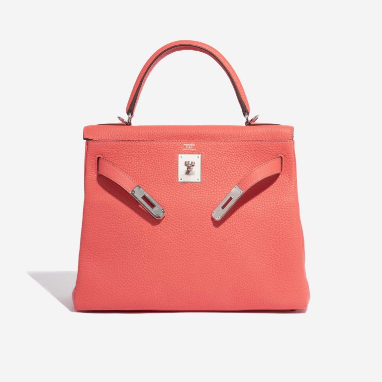 Pre-owned Hermès bag Kelly 28 Clemence Rose Texas Rose Front Open | Sell your designer bag on Saclab.com