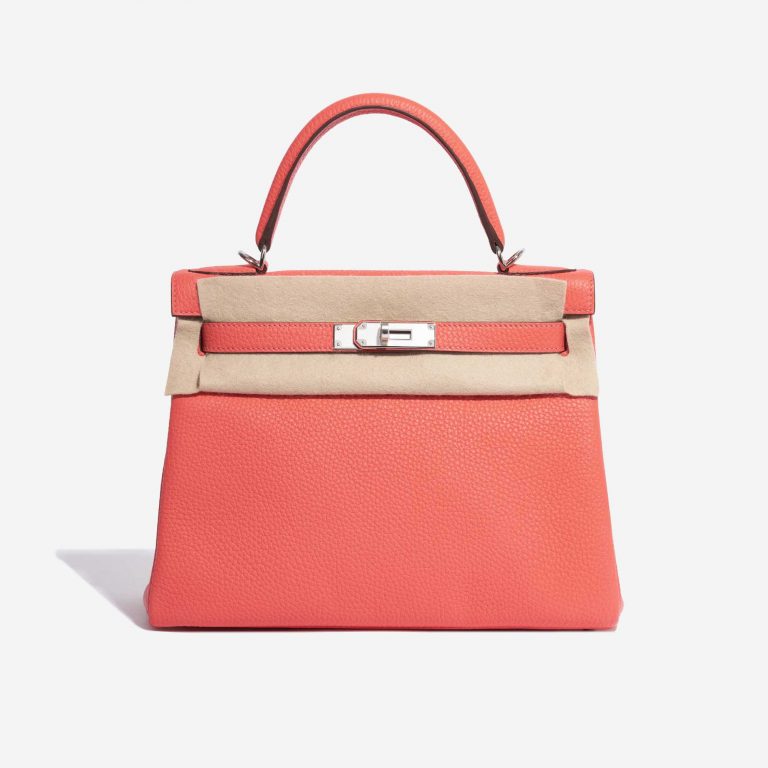 Pre-owned Hermès bag Kelly 28 Clemence Rose Texas Rose Front Velt | Sell your designer bag on Saclab.com