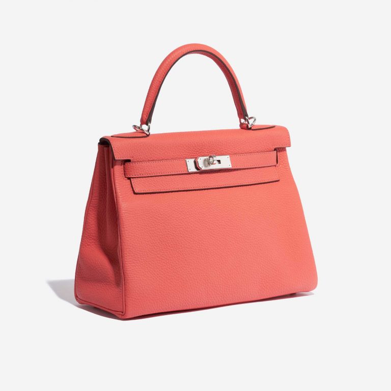 Pre-owned Hermès bag Kelly 28 Clemence Rose Texas Rose Side Front | Sell your designer bag on Saclab.com