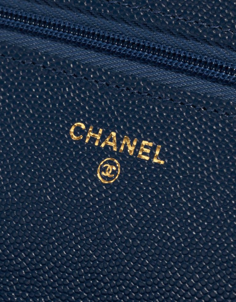 Pre-owned Chanel bag Timeless WOC Caviar Blue Blue Logo | Sell your designer bag on Saclab.com