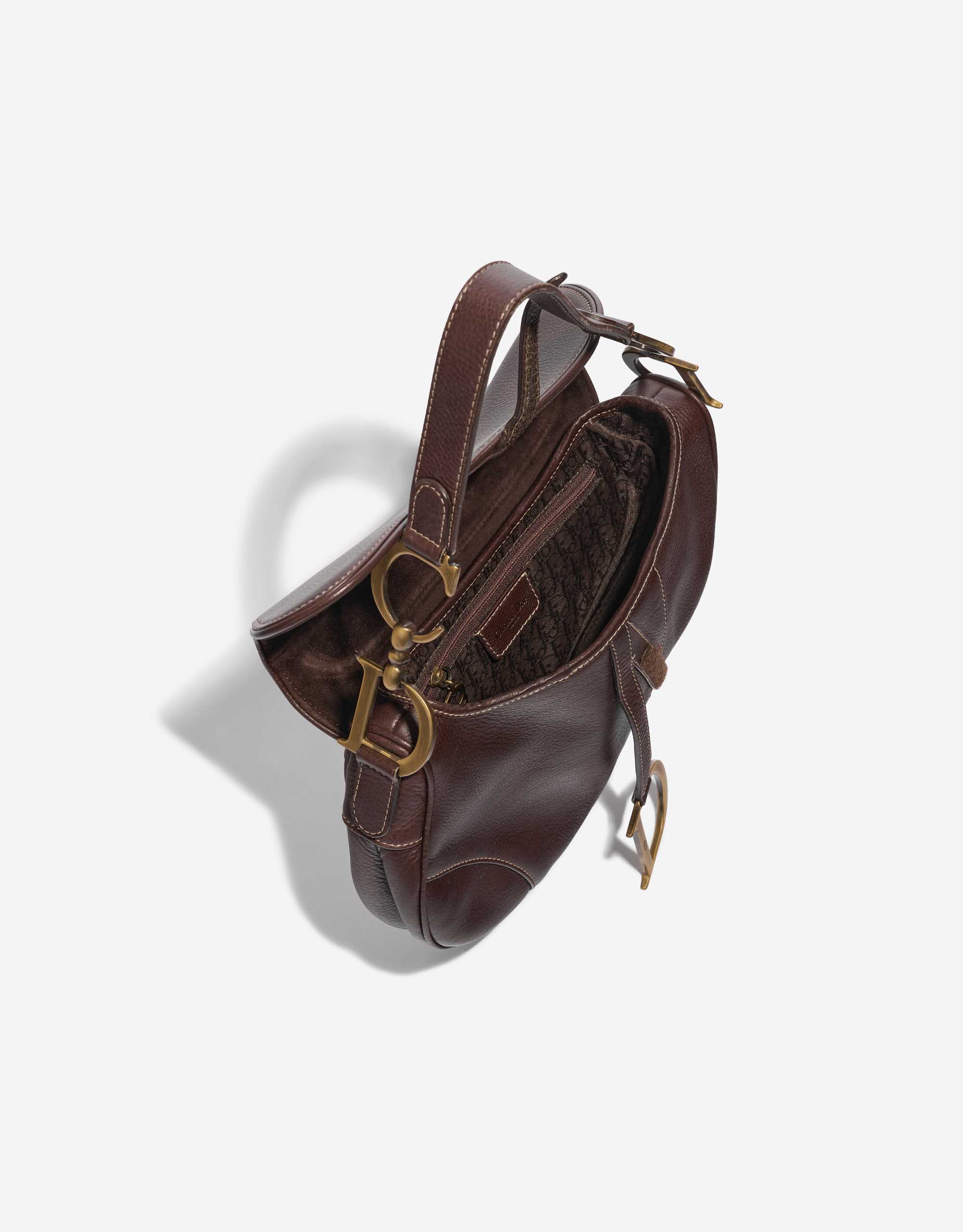 Pre-owned Dior bag Saddle Medium Calf Brown Brown Inside | Sell your designer bag on Saclab.com