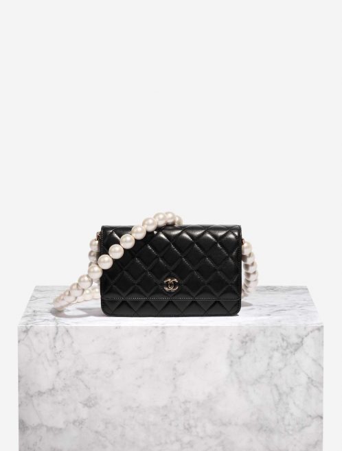 Pre-owned Chanel bag Timeless WOC Lambskin Black Big Pearls Black Front | Sell your designer bag on Saclab.com