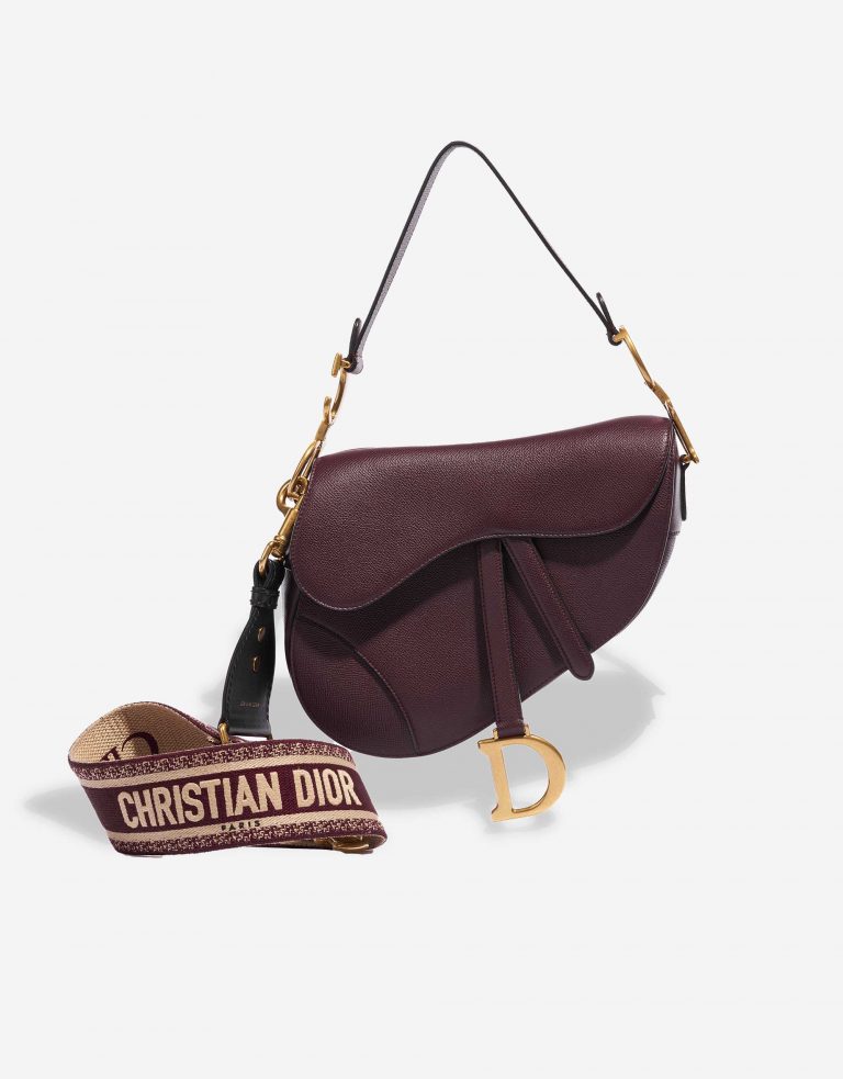 Pre-owned Dior bag Saddle Medium Calf Bordeaux Red Front | Sell your designer bag on Saclab.com